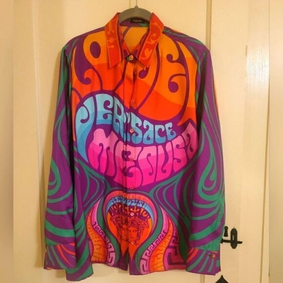 NWT 100% Auth. Versace "Medusa Music" Silk Blouse Sz.Small,4/6 US,40 EU Ret$1475 - Picture 1 of 8